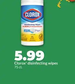 Hy-Vee Clorox disinfecting wipes offer