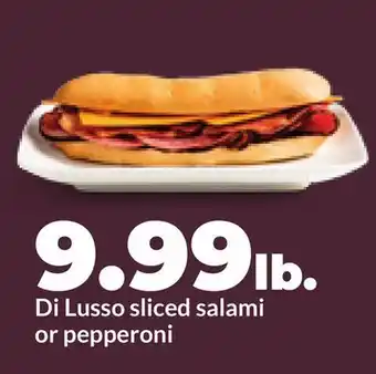 Hy-Vee Di Lusso sliced salami or pepperoni offer