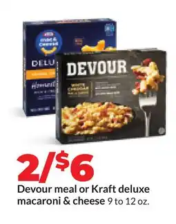 Hy-Vee Devour meal or Kraft deluxe macaroni & cheese offer