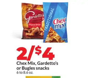 Hy-Vee Chex Mix, Gardetto's or Bugles snacks offer