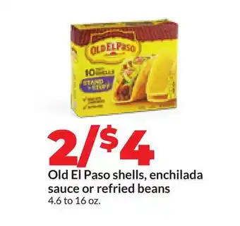 Hy-Vee Old El Paso shells, enchilada sauce or refried beans offer