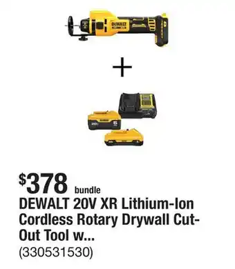 The Home Depot DEWALT 20V XR Lithium-Ion Cordless Rotary Drywall Cut-Out Tool with 6.0 Ah and 4.0 Ah Starter Kit offer