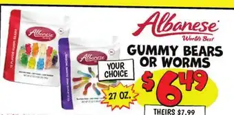 Ollie's Albanese GUMMY BEARS OR WORMS offer