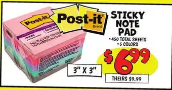 Ollie's Post it STICKY NOTE PAD offer