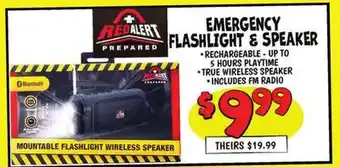 Ollie's EMERGENCY FLASHLIGHT & SPEAKER offer