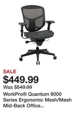 Office Depot WorkPro Quantum 9000 Series Ergonomic Mesh/Mesh Mid-Back Office Chair, Black/Black, BIFMA Compliant offer