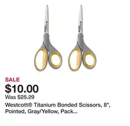 Office Depot Westcott Titanium Bonded Scissors, 8, Pointed, Gray/Yellow, Pack Of 2 offer