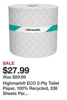 Office Depot Highmark ECO 2-Ply Toilet Paper, 100% Recycled, 336 Sheets Per Roll, Case of 48 Rolls offer