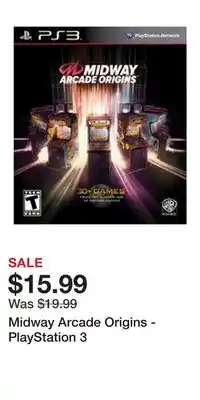 Game Stop Midway Arcade Origins - PlayStation 3 offer