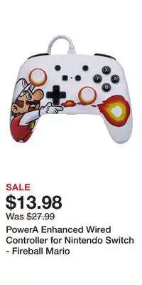 Game Stop PowerA Enhanced Wired Controller for Nintendo Switch - Fireball Mario offer