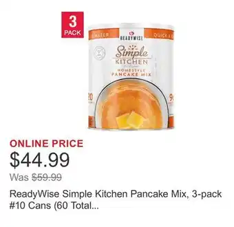 Costco ReadyWise Simple Kitchen Pancake Mix, 3-pack #10 Cans (60 Total Servings) offer