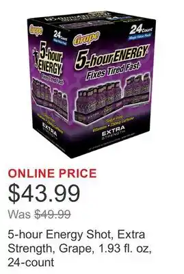 Costco 5-hour Energy Shot, Extra Strength, Grape, 1.93 fl. oz, 24-count offer