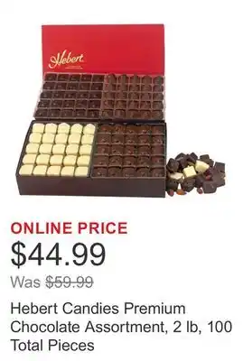 Costco Hebert Candies Premium Chocolate Assortment, 2 lb, 100 Total Pieces offer