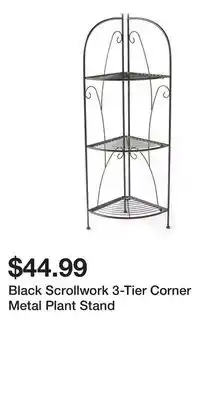 Big Lots Black Scrollwork 3-Tier Corner Metal Plant Stand offer