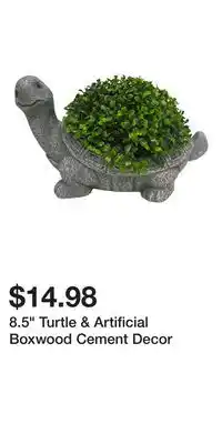 Big Lots 8.5 Turtle & Artificial Boxwood Cement Decor offer