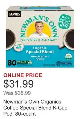 Costco Newman's Own Organics Coffee Special Blend K-Cup Pod, 80-count offer