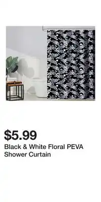 Big Lots Black & White Floral PEVA Shower Curtain offer