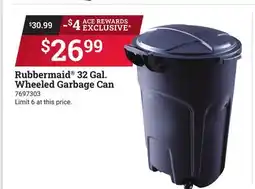 Ace Hardware Rubbermaid 32 Gal. Wheeled Garbage Can offer