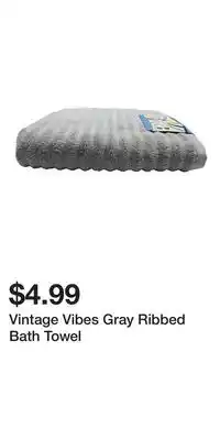 Big Lots Vintage Vibes Gray Ribbed Bath Towel offer