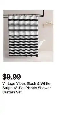 Big Lots Vintage Vibes Black & White Stripe 13-Pc. Plastic Shower Curtain Set offer