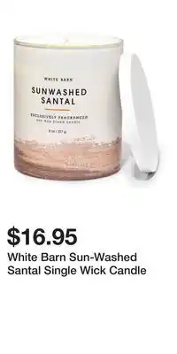 Bath & Body Works White Barn Sun-Washed Santal Single Wick Candle offer