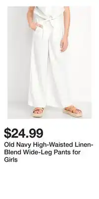 Old Navy Old Navy High-Waisted Linen-Blend Wide-Leg Pants for Girls offer