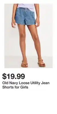 Old Navy Old Navy Loose Utility Jean Shorts for Girls offer