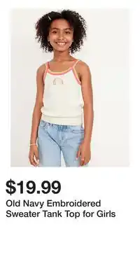 Old Navy Old Navy Embroidered Sweater Tank Top for Girls offer