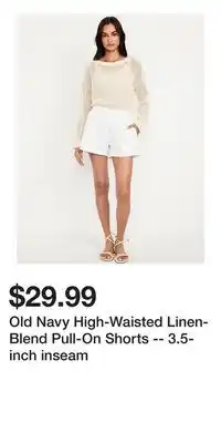 Old Navy Old Navy High-Waisted Linen-Blend Pull-On Shorts -- 3.5-inch inseam offer