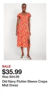 Old Navy Old Navy Flutter-Sleeve Crepe Midi Dress offer