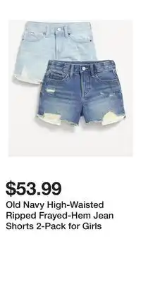 Old Navy Old Navy High-Waisted Ripped Frayed-Hem Jean Shorts 2-Pack for Girls offer