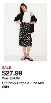 Old Navy Old Navy Crepe A-Line Midi Skirt offer