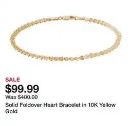 Belk Solid Foldover Heart Bracelet in 10K Yellow Gold offer