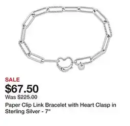 Belk Paper Clip Link Bracelet with Heart Clasp in Sterling Silver - 7 offer