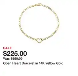 Belk Open Heart Bracelet in 14K Yellow Gold offer