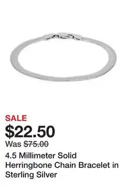 Belk 4.5 Millimeter Solid Herringbone Chain Bracelet in Sterling Silver offer