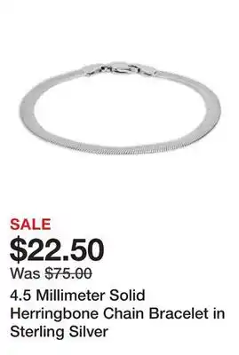 Belk 4.5 Millimeter Solid Herringbone Chain Bracelet in Sterling Silver offer