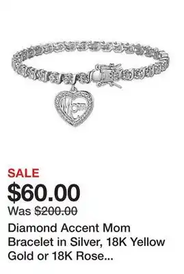 Belk Diamond Accent Mom Bracelet in Silver, 18K Yellow Gold or 18K Rose Gold Over Bronze offer