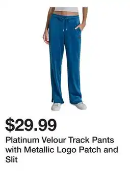 Belk Platinum Velour Track Pants with Metallic Logo Patch and Slit offer