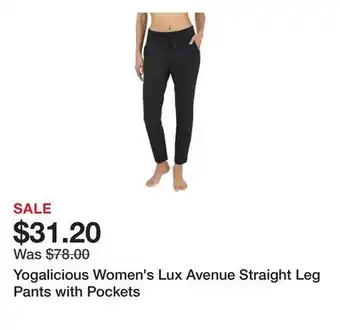 Belk Yogalicious Women's Lux Avenue Straight Leg Pants with Pockets offer