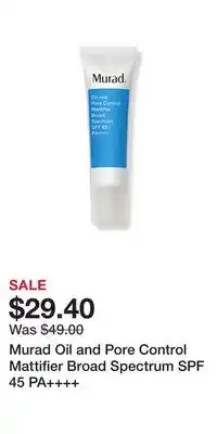 Ulta Beauty Murad Oil and Pore Control Mattifier Broad Spectrum SPF 45 PA++++ offer