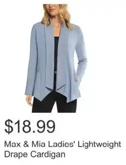 Costco Max & Mia Ladies' Lightweight Drape Cardigan offer