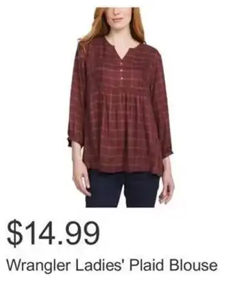 Costco Wrangler Ladies' Plaid Blouse offer