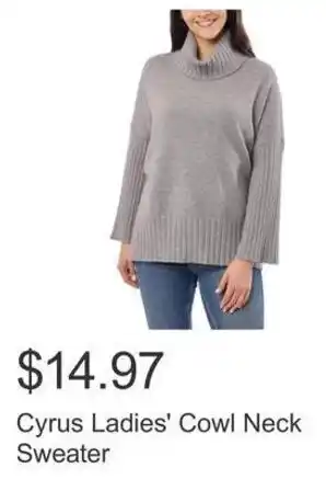 Costco Cyrus Ladies' Cowl Neck Sweater offer