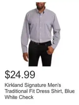 Costco Kirkland Signature Men's Traditional Fit Dress Shirt, Blue White Check offer