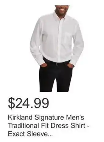 Costco Kirkland Signature Men's Traditional Fit Dress Shirt - Exact Sleeve... offer