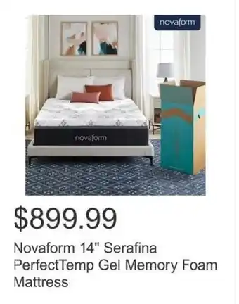Costco Novaform 14" Serafina PerfectTemp Gel Memory Foam Mattress offer