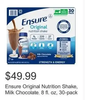 Costco Ensure Original Nutrition Shake or  Milk Chocolate offer