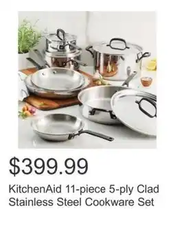 Costco KitchenAid 11-piece 5-ply Clad Stainless Steel Cookware Set offer