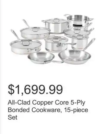 Costco All-Clad Copper Core 5-Ply Bonded Cookware offer